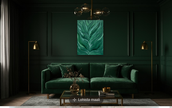 silky flowerpower orgaaniline roheline ja valge abstraktne maal voolavate lillelehtedega, autor the flos edit.