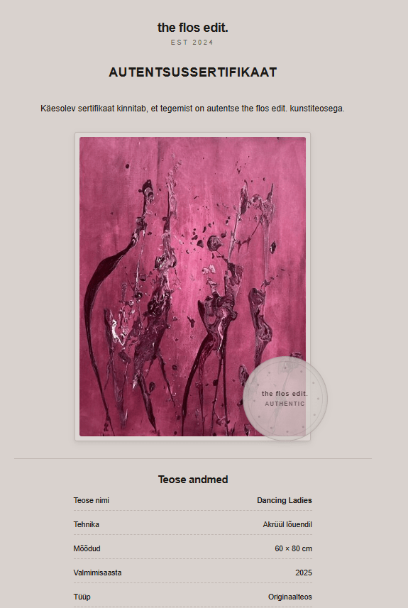 struktuurmaalid visualiseerija virtuaalne e-galerii autentsuse kontroll sertifikaat eesti kunst autor the flos edit.______